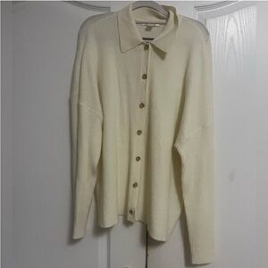 NWOT Cream Button Up Collard Cardigan